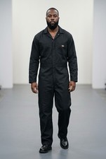 Dickies Mens Long Sleeve Coveralls Navy Chest Pockets Elastic Waist Large