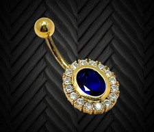 316L Surgical Steel 14G CZ Cubic Zirconia Stone Belly Ring Bar Length 12mm