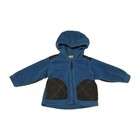 Columbia Baby Boy Fleece Jacket Hooded Zip Up Pocket Elbow Patches Blue Size 12M