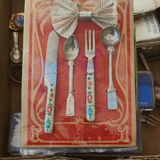 Vintage Germany Dollhouse Miniature Toy Kitchen Cutlery Flatware Set on Card