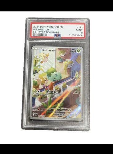 Pokémon TCG Bulbasaur Stellar Crown Illustration Holo Card 143/142 PSA 9