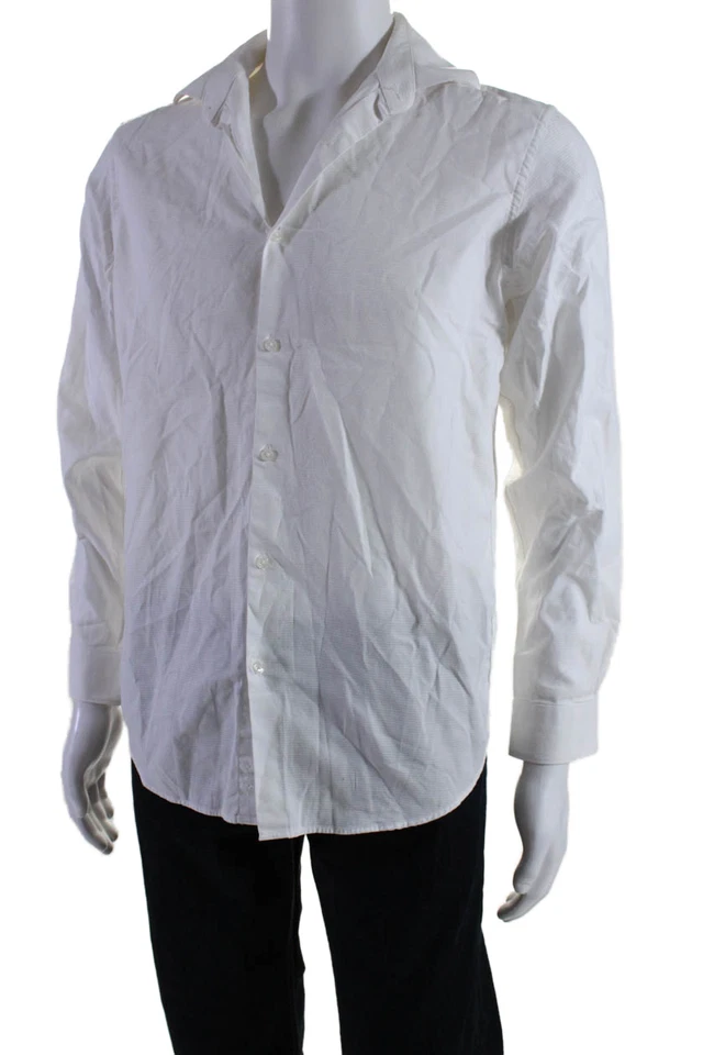 Michael Kors Men's Collared Long Sleeves Button Down Shirt White Size 20 - Image 2 of 4