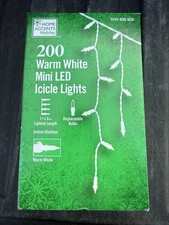 Home Accents Holiday 200 Ct Lights Warm White Mini LED Icicle Light Set 17.5 Ft
