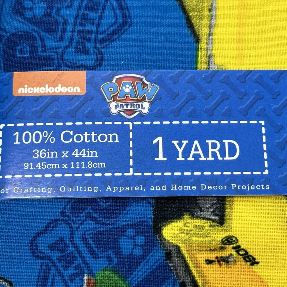 Paw Patrol Rescue Car Truck Bull Dozer Police Cotton Fabric 1 yard x 44 in - Image 2 of 4