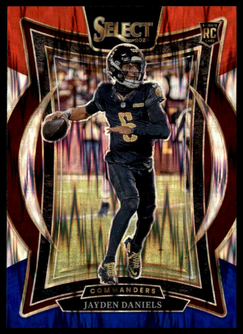 2024 Panini Select #26 Jayden Daniels Red & Blue Prizm Shock