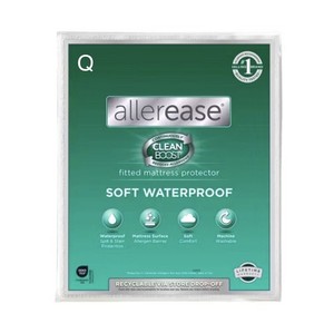 Aller-Ease Queen Size Clean Boost Soft Waterproof Fitted Mattress Protector NIB
