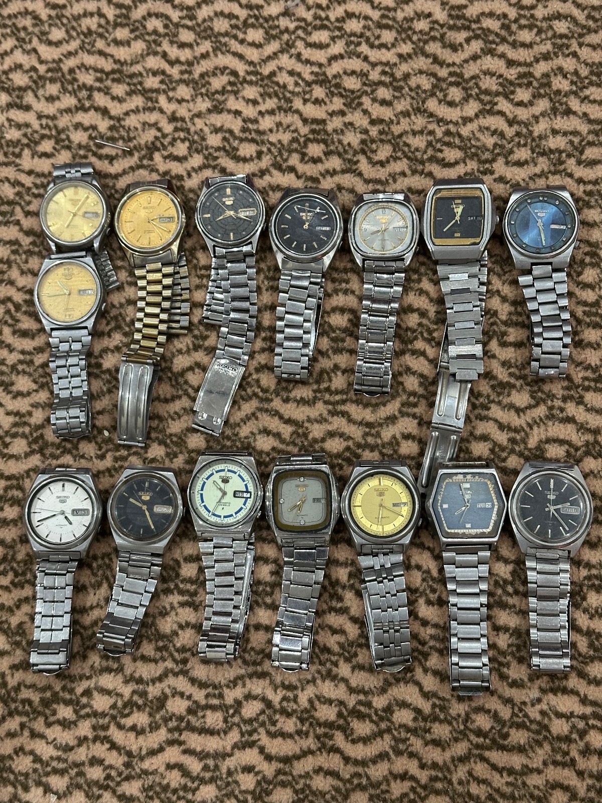 Owned 5 Used Lot Pre Watches Seiko Of Day/Date 15 Japan - vintagewatches.pk