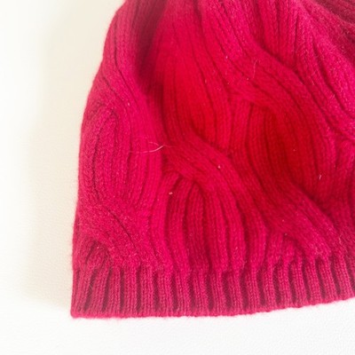 NEW Nordstrom 100% Cashmere Apres Ski Winter Cable Knit Beanie‎ Hat Red Women OS NEW Nordstrom 100% Cashmere Apres Ski Winter Cable Knit  main image 2