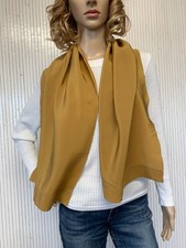 Foulard écharpe vintage en soie Ocre épaisse décorée Cadeau pour Femme FO870