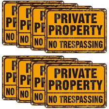 8 Pack Reflective Aluminum No Trespassing Signs 7x10 Inch Metal Warning Signs