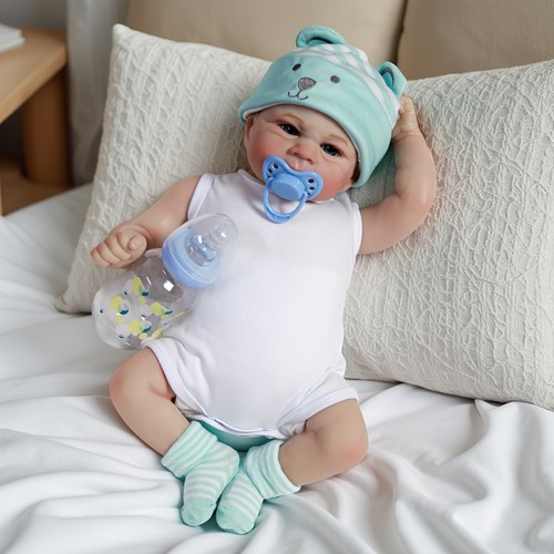 Bambole realistiche Reborn Baby Dolls vinile silicone fatte a mano simpatiche neonato ragazzo bambola regalo - Foto 3 di 6