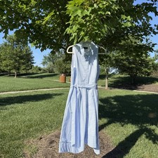 Tahari Crisp Preppy Blue & White Seersucker Dress Sz 12