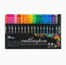 36Colors Outline Double Line Pens Set Metallic Glitter Markers for DIY Scrapbook