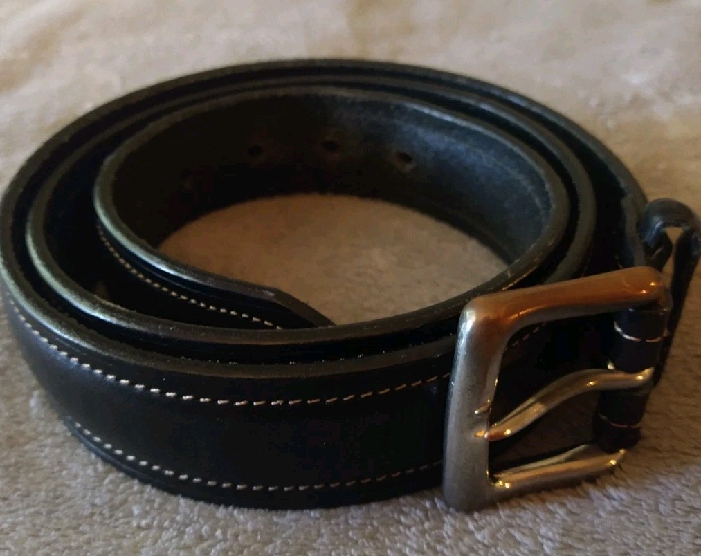 Polo Ralph Lauren Belt Mens 38 Black Leather Silver Buckle  display picture 1