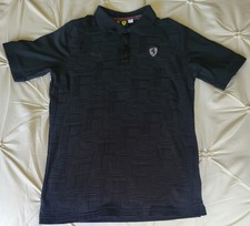 Puma x Scuderia Ferrari Black Short Sleeve Polo Shirt Mens Size Small Raised "S"