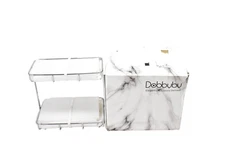 Dobbyby 2 Tier Bathroom Organizer Stainless Steel Marble Ceramic Vanity Tray