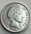 1903-O 10C Barber Silver Dime - Almost Uncirculated Details Lustrous Gold Hints