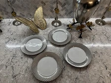 CIROA  Platinum Luxe Lattice Salad Appetizer Plates - 4 NEW