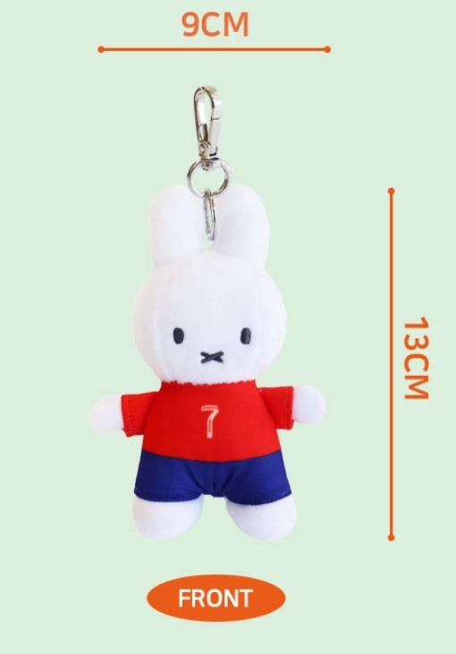 Miffy Official Plush Doll : World Soccer Miffy 13cm Key ring Bag