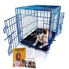 PET Expressions Luxury Colorful 24 Inch Foldable Dog Crate with 2 Doors  Tra...