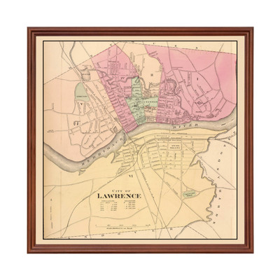 Old Map of Lawrence, MA 1871 - Vintage Lawrence Massachusett