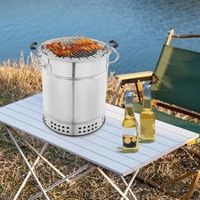 Portable BBQ Charcoal Grill, Stainless Steel Charcoal Grill with 20 Skewers