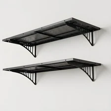 2-Pack 1.6x4FT Garage Wall Shelving, Metal Garage Shelves Wall-Mounted, 600 l...