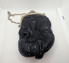 Black Mesh Purse Gold Chain Shoulder Strap lined