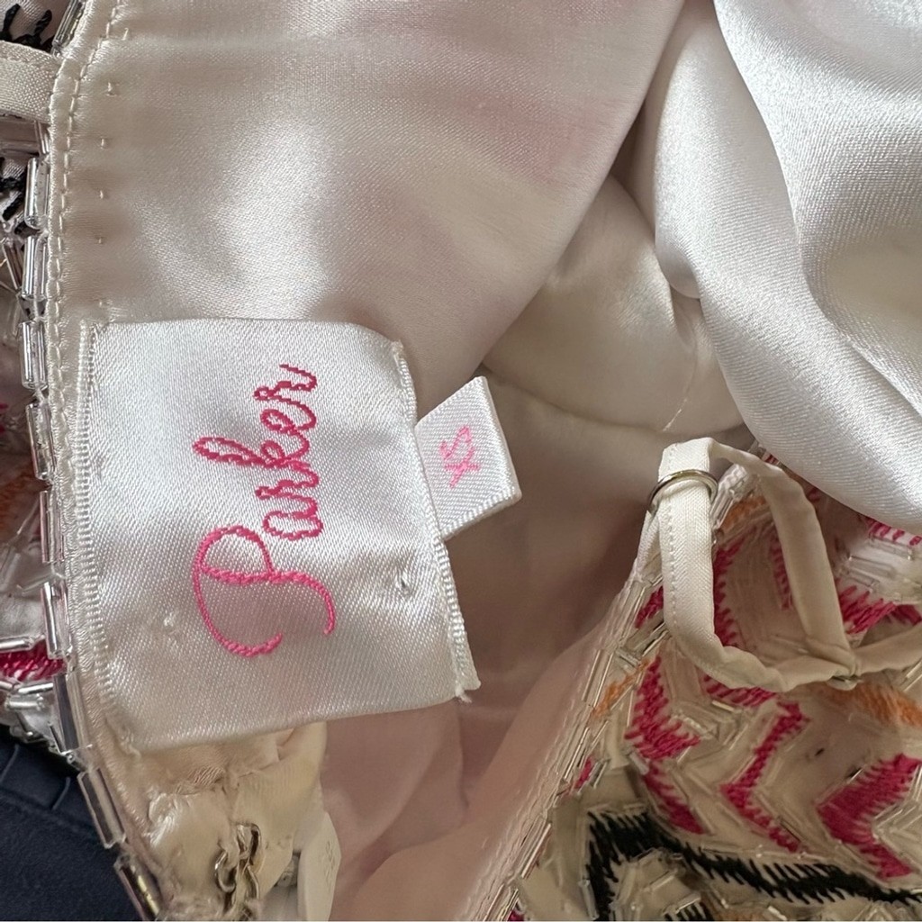 Parker Casey Beaded Patterned SequinWhite/Pink Wo… - image 15