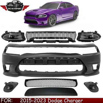 Front Bumper Cover Fascia & Grille Assembly Kit For 2015-2023 Dodge Charger