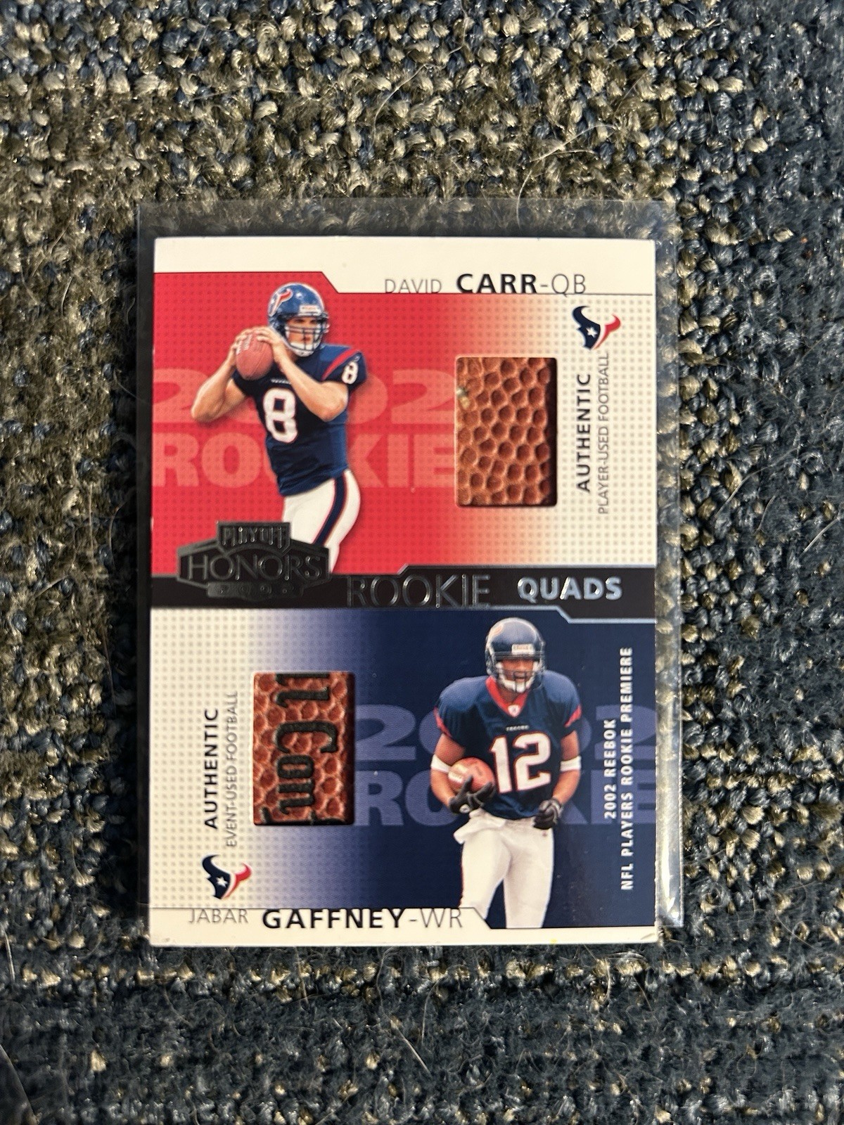 2002 Playoff Honors Rookie Tandems David Carr Gaffney Walker Quad Relic /500
