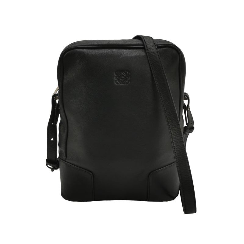 Loewe Medium Black Leather Silver HW Shoulder Bag Duty Paid
