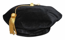 6 Sides Graduation Doctoral Tam with Gold Bullion Tassel Black