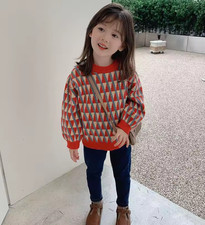 Kids Unisex Knitted Sweater Pullover Cotton Thick Warm Size 7-8 NWT