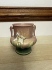 Vintage Roseville Pottery Iris Pink 2 Handled Vase #130-4 Made in USA