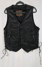 First Classics men L concealed carry leather vest ambidextrous cowboy moto biker