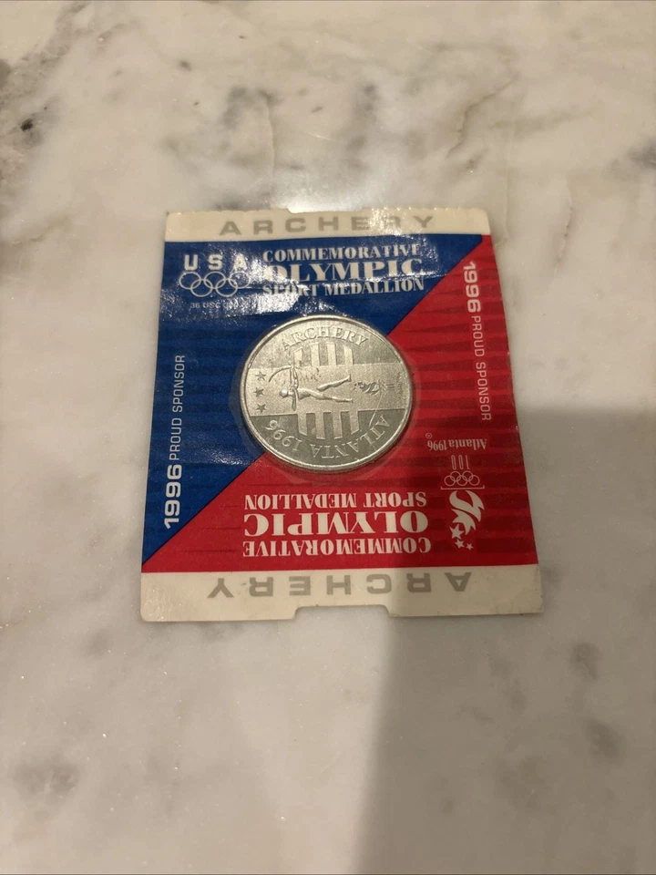 1996 USA Cycling Commemorative Olympic Sport Medallion Atlanta Archery - Image 2 of 3