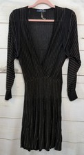 Zara Knit Black Gold Shimmer Size SM Dress Easy Trendy