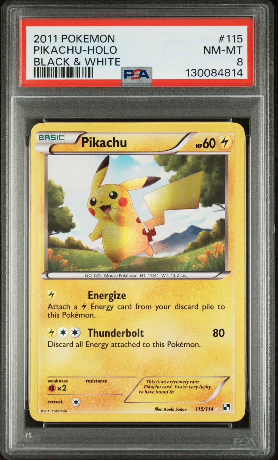 2011 POKEMON BLACK & WHITE PIKACHU #115 SECRET RARE PSA 8 NEAR MINT #130084814