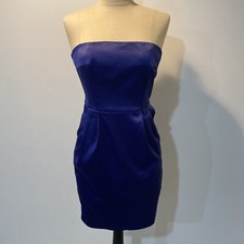Express Design Studio Womens 6 Strapless Satin Dress Cocktail Little Blue Dress