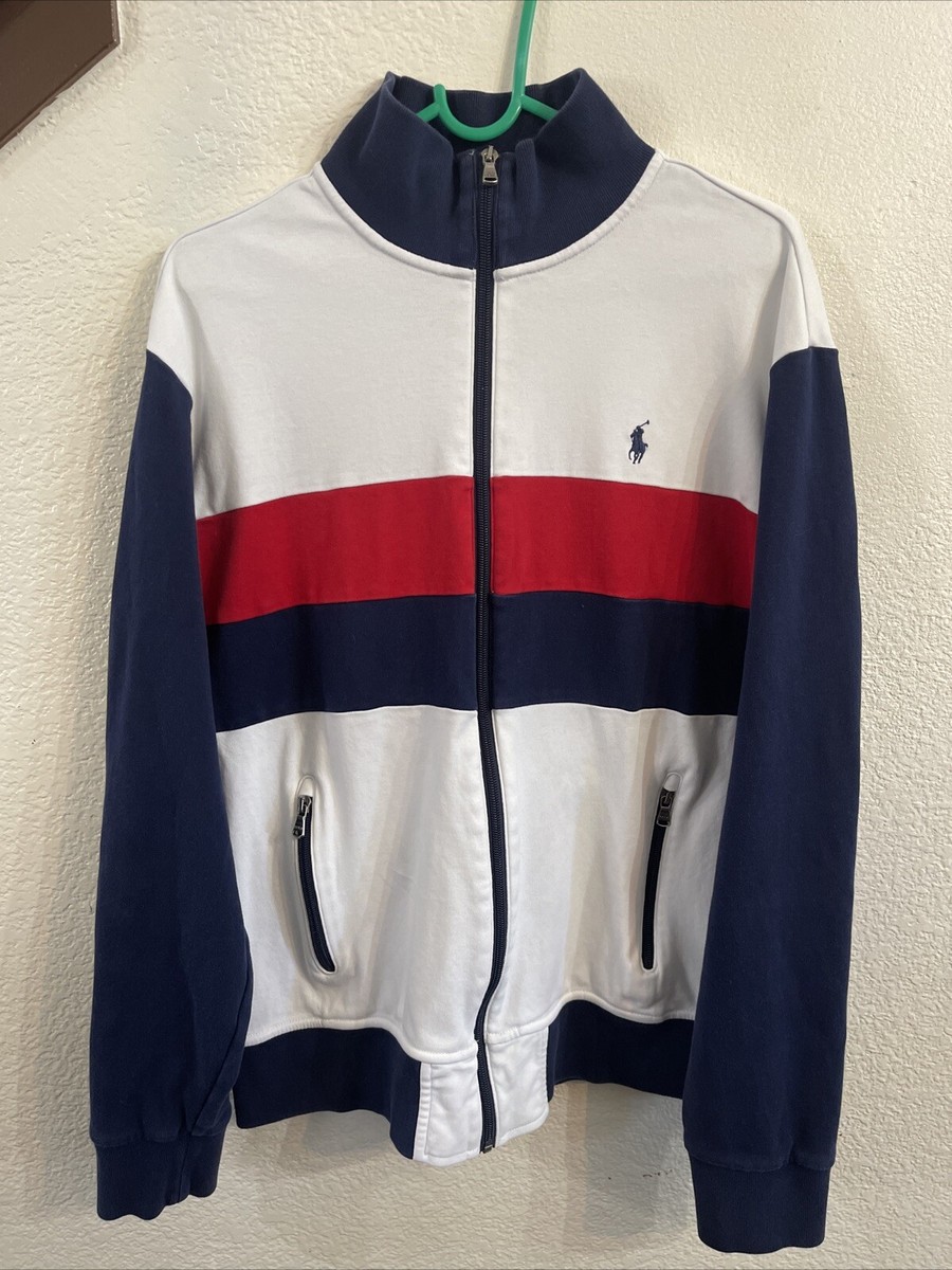 POLO RALPH LAUREN Full Zip Mens Size LT Track Jacket Red POLO RALPH LAUREN Full Zip Mens Size LT Track Jacket Red