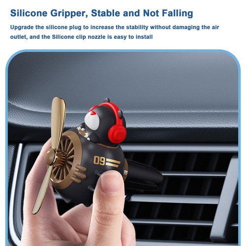 Car Air Freshener Bear Pilot Rotating Propeller Air Outlet Fragrance Diffuser - Foto 9 di 13