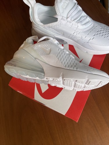 Nike Air Max 270 ( GS) bianco argento metallizzato 943345-103 taglia 4,5 anni NUOVE - Foto 5 di 5
