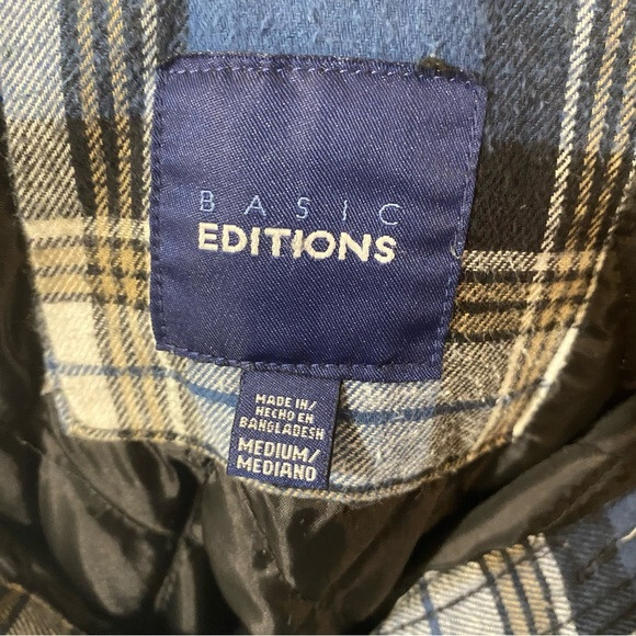 Basic Edition Lined Button Down Plaid Blue, White… - image 5
