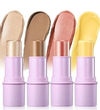 4-Piece Cream Contour & Blush Makeup Set – Highlighter + Bronzer + Moisturizer