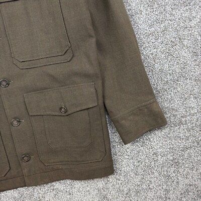 Vintage 50s Cruiser Jacket Mens Medium Green Whipcord Wool