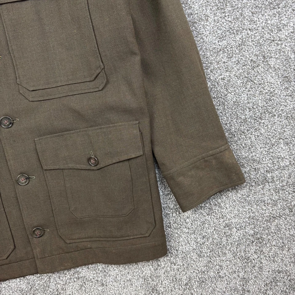 Vintage 50s Cruiser Jacket Mens Medium Green Whipcord Wool Mackinaw Globe Tailor - Image 4 of 4