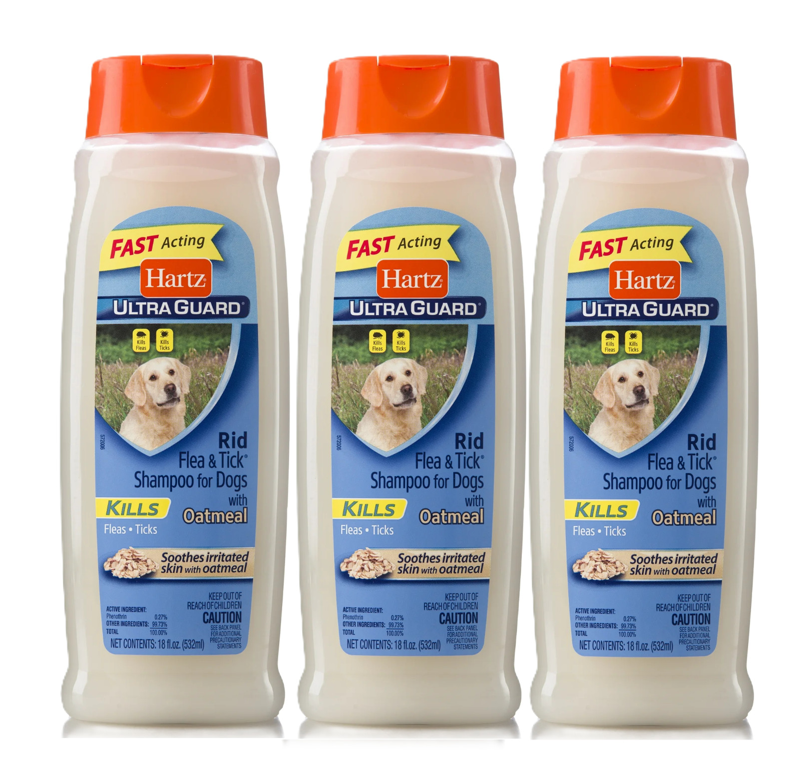 Hartz UltraGuard Rid Flea And Tick Oatmeal Shampoo For Dogs, 18 Oz Set of 3