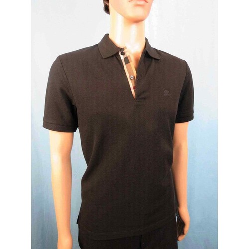 NWT BURBERRY OXFORD BLACK COTTON CHECK LOGO SHORT SLEEVE POLO SHIRT S - Picture 7 of 12