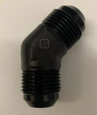 T113 -8AN Male Flare To -8AN Male 45 Degree Fitting Union BLACK 8 To 8 45°